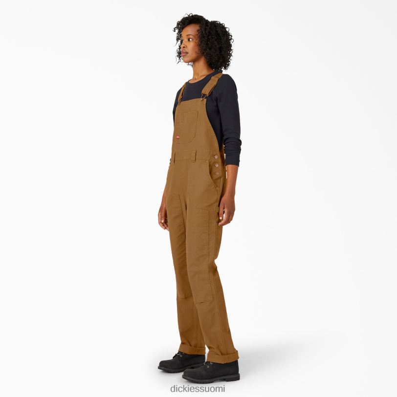 Dickies naiset ankka kaksinkertainen etulappuhaalari huuhdeltu ruskea ankka (rbd) vaatteet Z844X1568