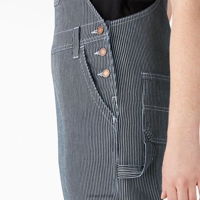 Dickies naiset hickory stripe boyfriend fit bib haalarit kivipesty hikkoriraita (shs) vaatteet Z844X1943