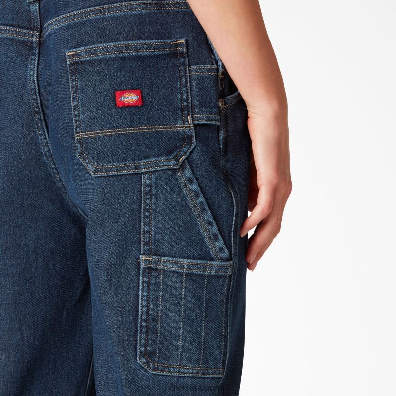 Dickies naiset lämmittävät kaksinkertaiset polvilappuhaalarit kivipesty keskisininen (msw) vaatteet Z844X1692