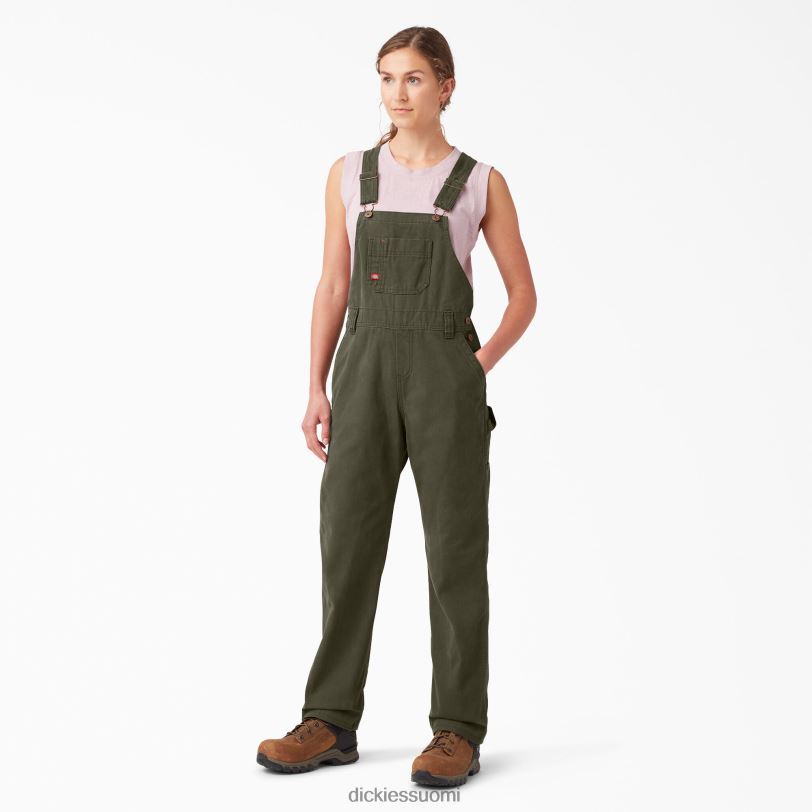 Dickies naiset rennon istuvuuden ruokalappuhaalarit huuhdeltu sammalvihreä (rms) vaatteet Z844X1561