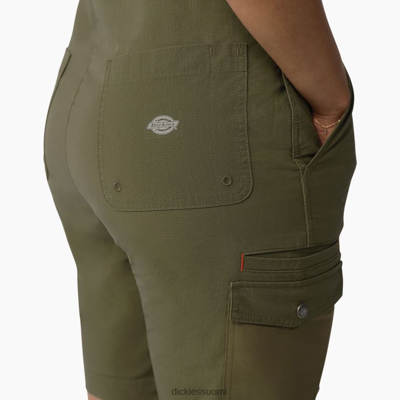 Dickies naiset jäähdyttävät ripstop bib shortsit huuhdeltu sotilaallinen vihreä (rml) vaatteet Z844X1607