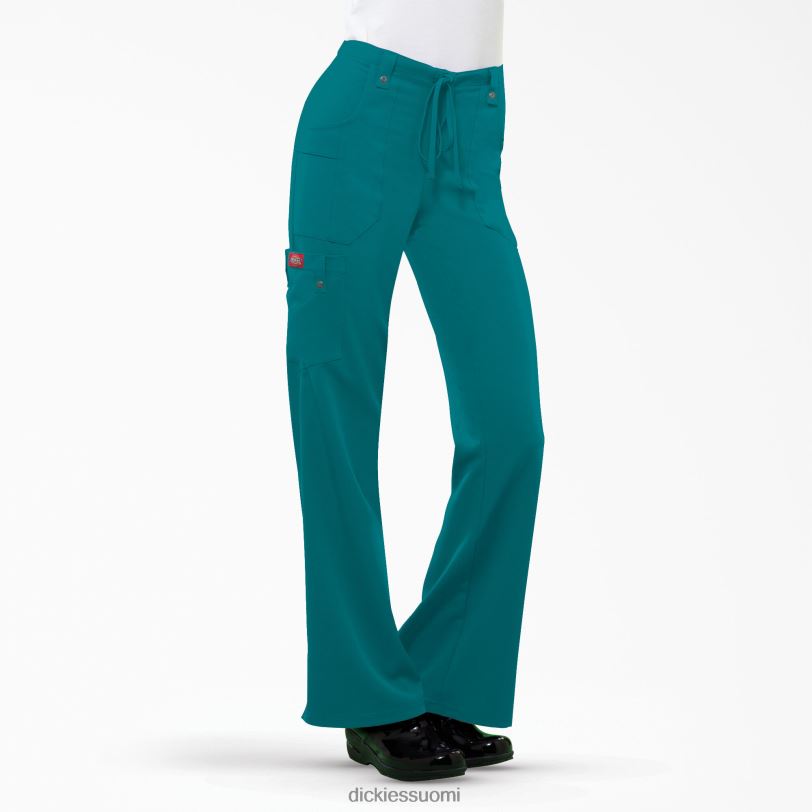 Dickies naiset xtreme stretch flare lahkeen cargo scrub housut sinivihreä (dtl) vaatteet Z844X2426