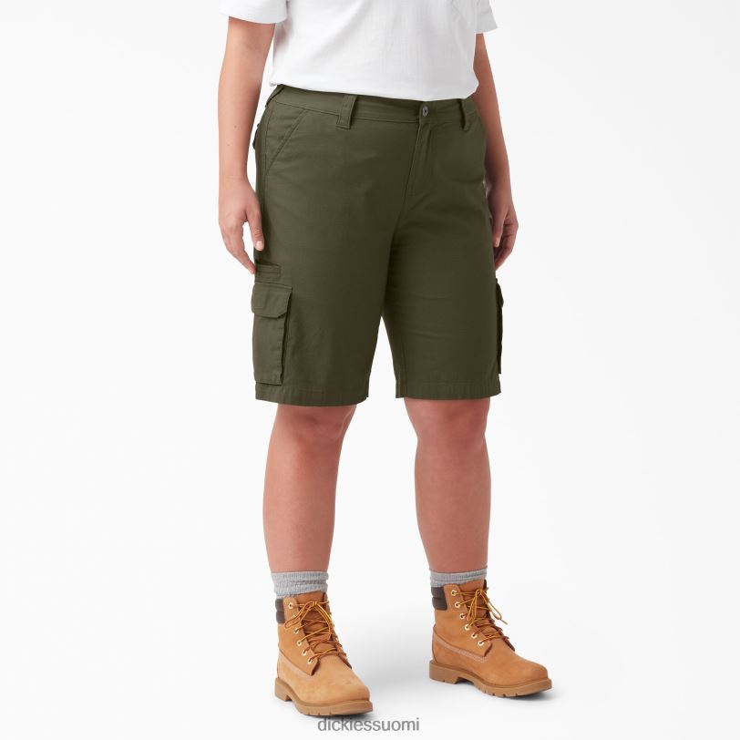 Dickies naiset plus ripstop cargo shortsit 9" sotilaallinen vihreä (ml) vaatteet Z844X2265