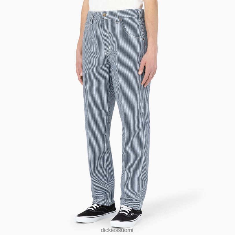 Dickies miehet garyville hickory stripe puuseppähousut ecru/airforce blue (eua) vaatteet Z844X156