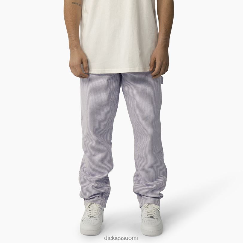 Dickies miehet garyville hickory stripe puuseppähousut ekru/lila (eug) vaatteet Z844X158
