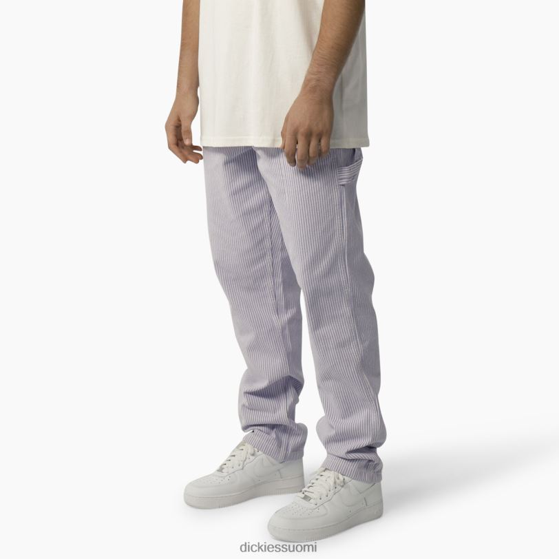 Dickies miehet garyville hickory stripe puuseppähousut ekru/lila (eug) vaatteet Z844X158