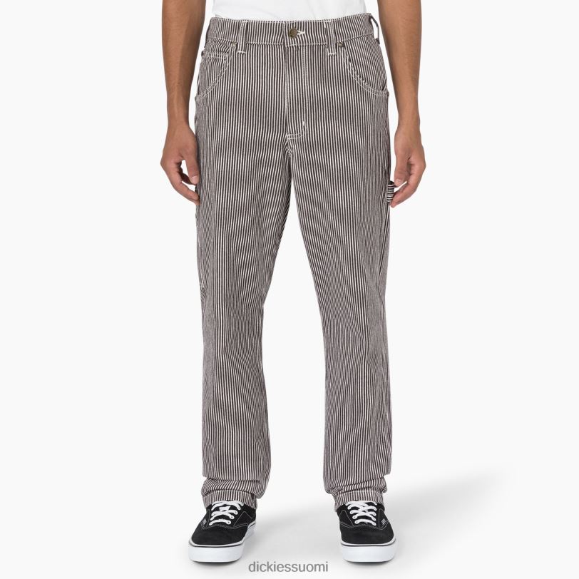Dickies miehet garyville hickory stripe puuseppähousut ekru/ruskea (eub) vaatteet Z844X157