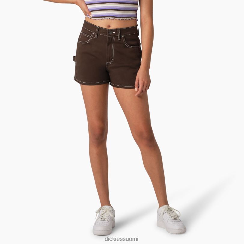 Dickies naiset korkeavyötäröiset puuseppäshortsit 3" suklaanruskea (cb) vaatteet Z844X2216