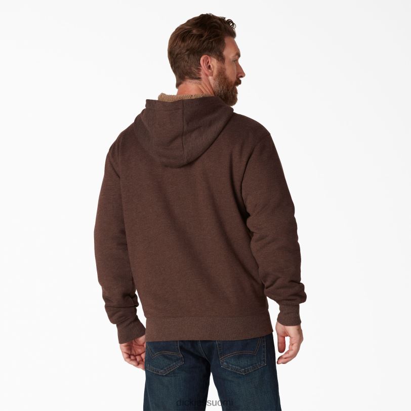 Dickies miehet korkea fleecevuorattu vetoketjullinen huppari suklaa kanerva (cth) vaatteet Z844X1010