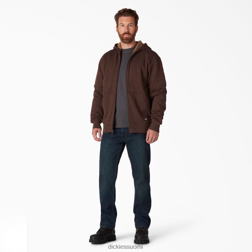 Dickies miehet korkea fleecevuorattu vetoketjullinen huppari suklaa kanerva (cth) vaatteet Z844X1010