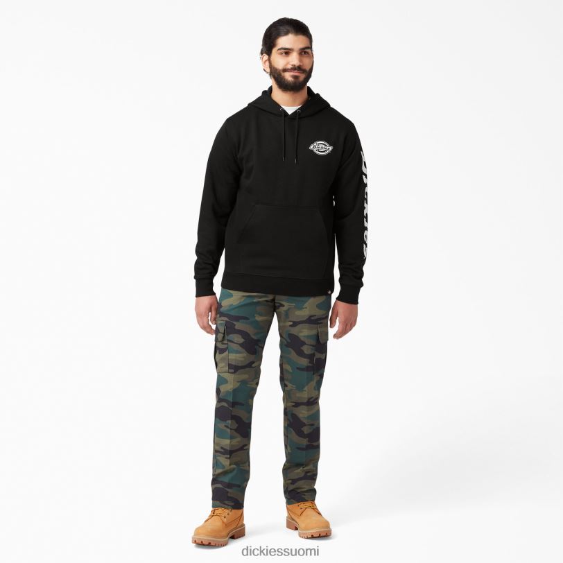 Dickies miehet logollinen hihainen fleecehuppari musta (bk) vaatteet Z844X1147