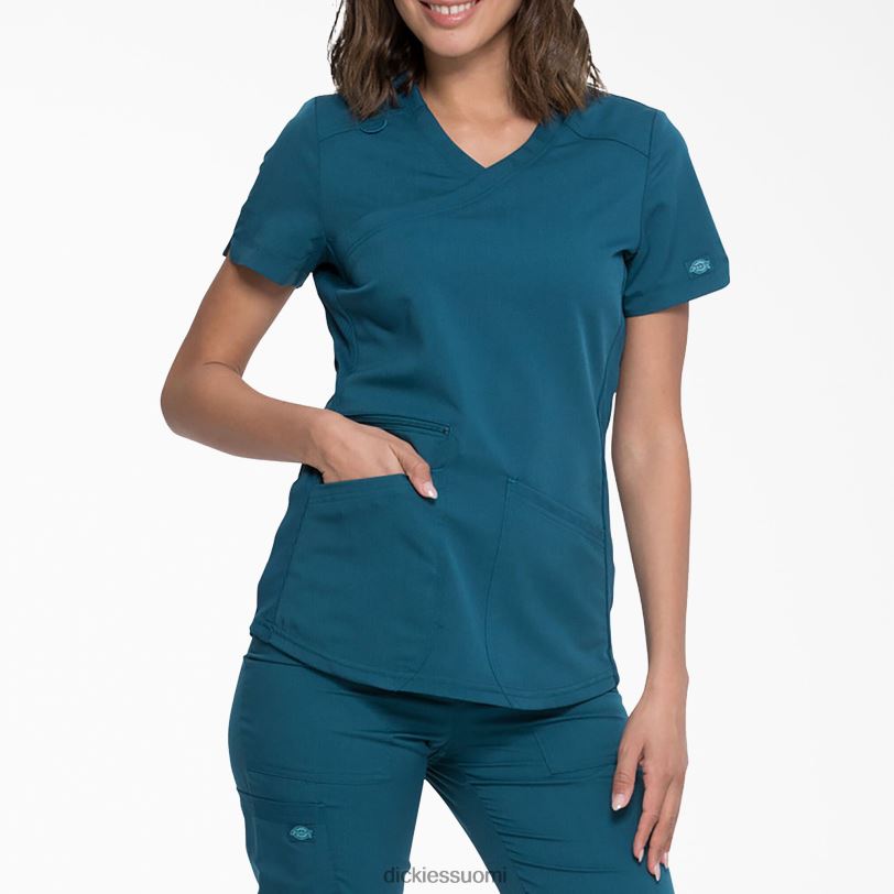 Dickies naiset Balance Mock wrap -kuorintapää karibian sininen (crb) vaatteet Z844X2538