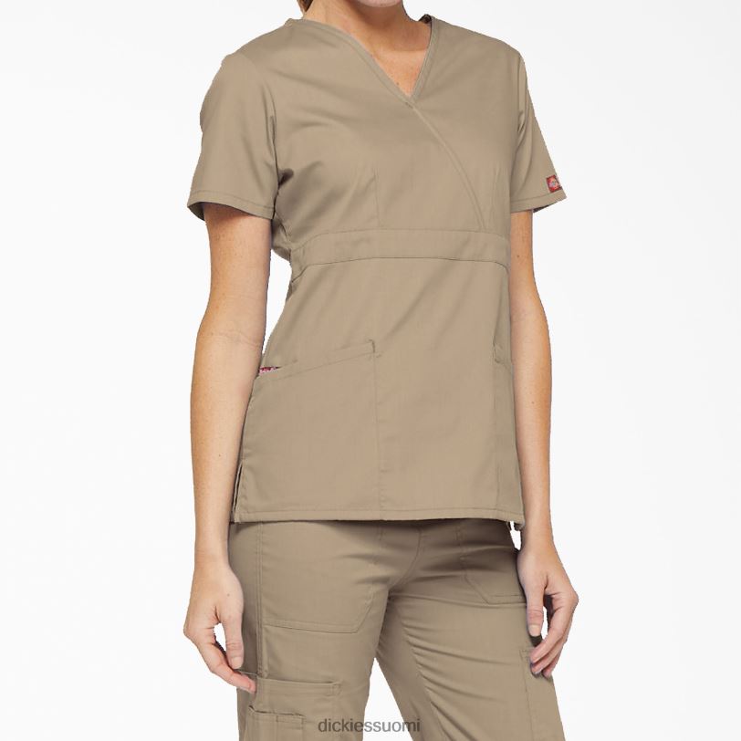 Dickies naiset eds signature mock wrap scrub top khaki (kha) vaatteet Z844X2620