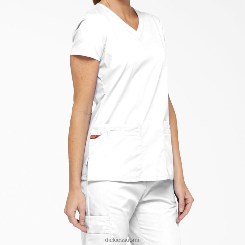 Dickies naiset eds signature v-aukkoinen kuorintatoppi kynäpaikalla valkoinen (dwh) vaatteet Z844X2411