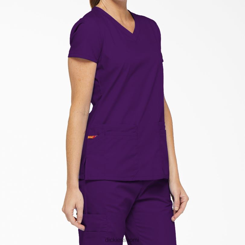 Dickies naiset eds signature v-aukkoinen kuorintatoppi kynäpaikalla violetti munakoiso (muna) vaatteet Z844X2412