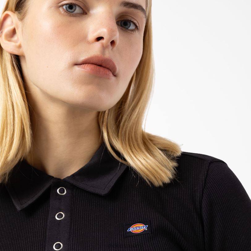 Dickies naiset tallasee pitkähihainen lyhennetty poolo musta (kbk) vaatteet Z844X2200