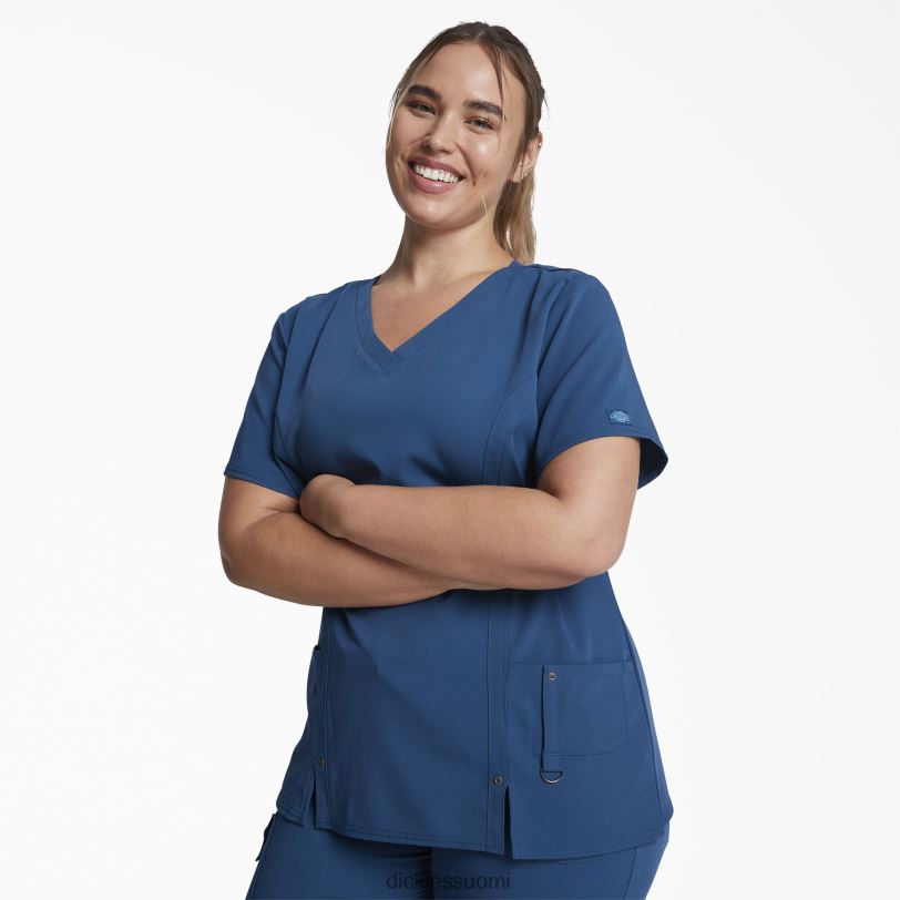 Dickies naiset xtreme stretch v-kaula-aukkoinen kuorintatoppi karibian sininen (crb) vaatteet Z844X2463