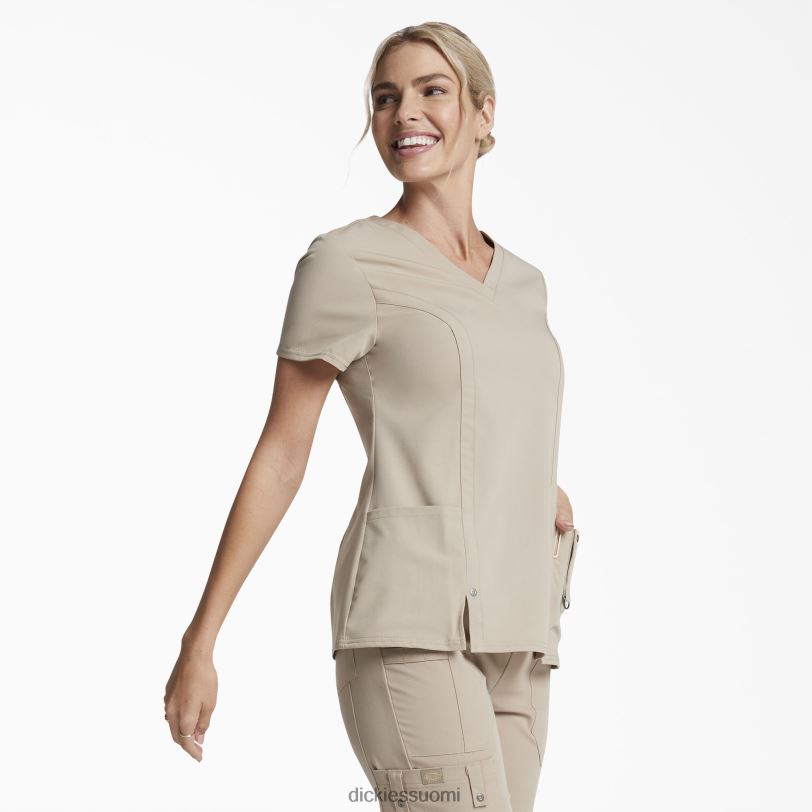 Dickies naiset xtreme stretch v-kaula-aukkoinen kuorintatoppi khaki (kha) vaatteet Z844X2469