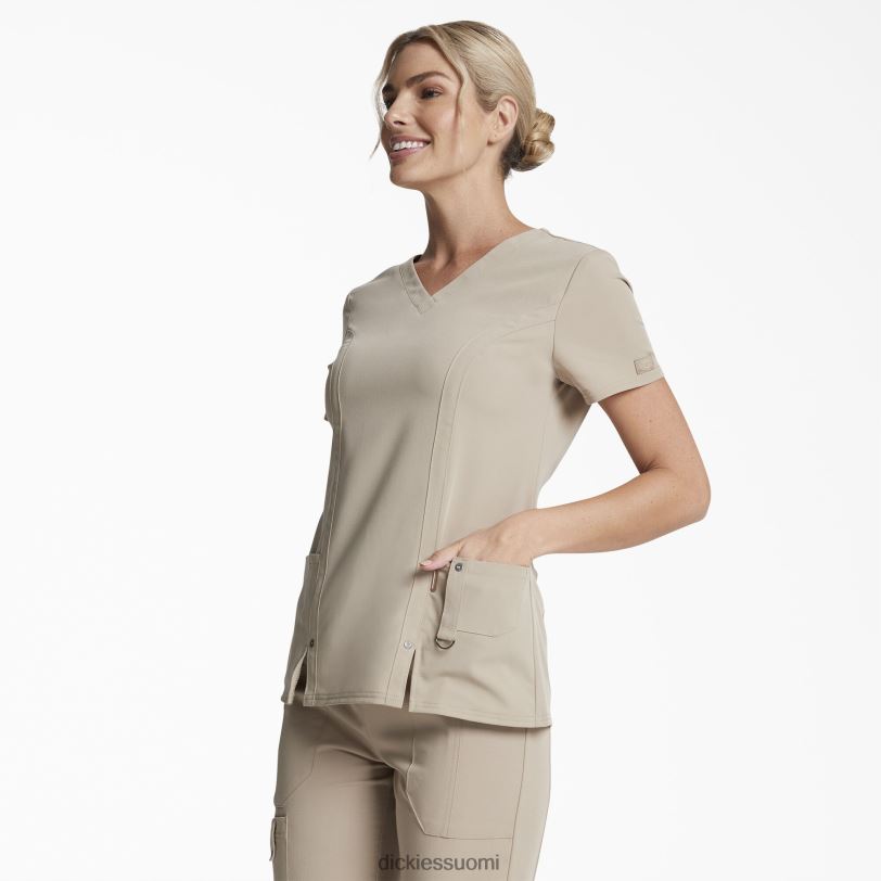 Dickies naiset xtreme stretch v-kaula-aukkoinen kuorintatoppi khaki (kha) vaatteet Z844X2469
