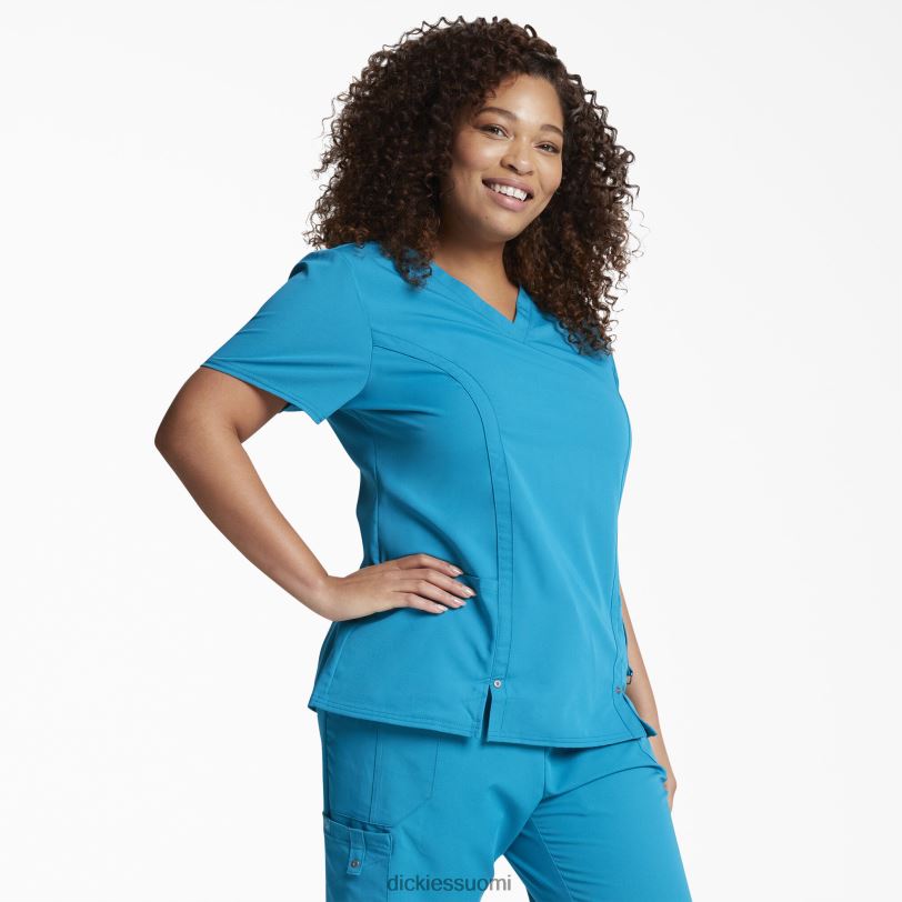 Dickies naiset xtreme stretch v-kaula-aukkoinen kuorintatoppi sinivihreä (dtl) vaatteet Z844X2464