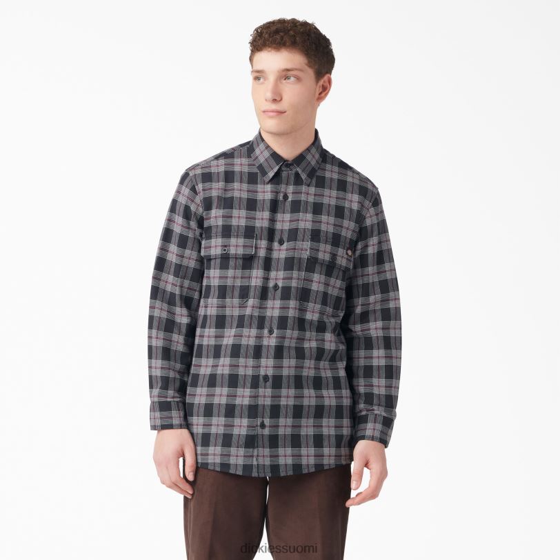 Dickies miehet pitkähihainen flanellipaita viini/musta ruudullinen (bpe) vaatteet Z844X780