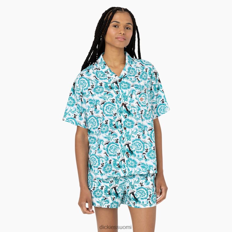Dickies naiset Roseburg lyhythihainen paita sininen kukkaprintti (gg2) vaatteet Z844X1993