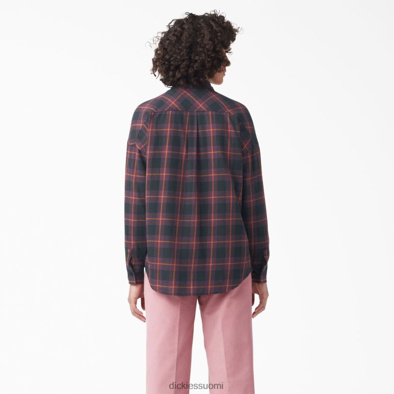 Dickies naiset bakerhill oversize paita viini/musta ruudullinen (bpn) vaatteet Z844X2101