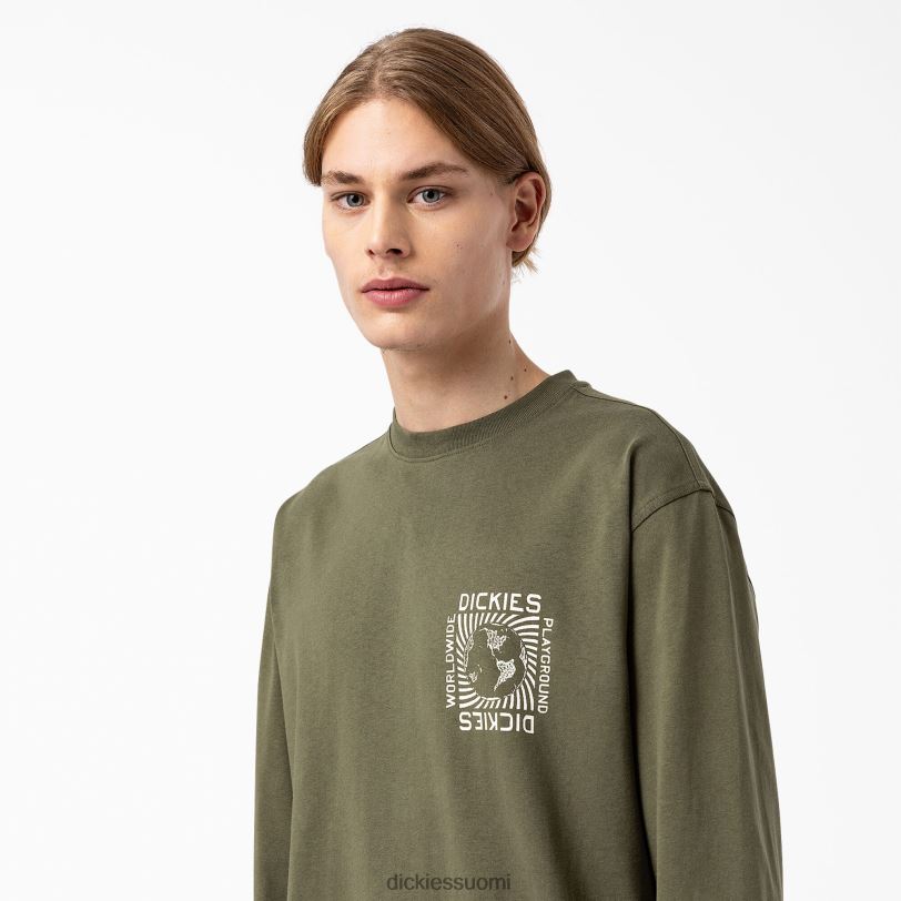 Dickies miehet marbury pitkähihainen t-paita sotilaallinen vihreä (ml) vaatteet Z844X920