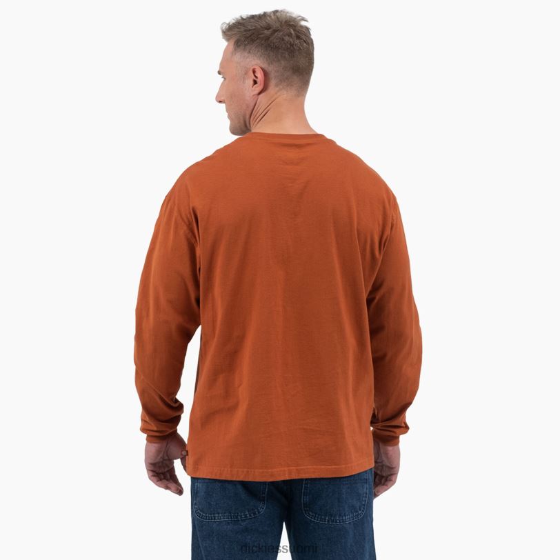 Dickies miehet pitkähihainen henley t-paita ruskea piparkakku (eli) vaatteet Z844X807