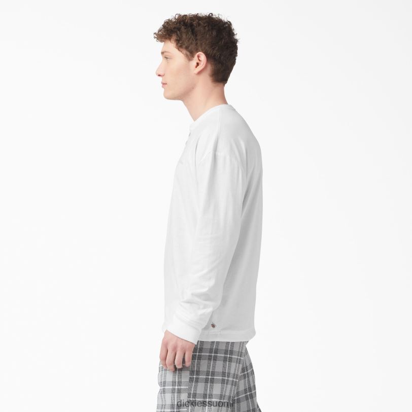 Dickies miehet pitkähihainen henley t-paita valkoinen (wh) vaatteet Z844X810
