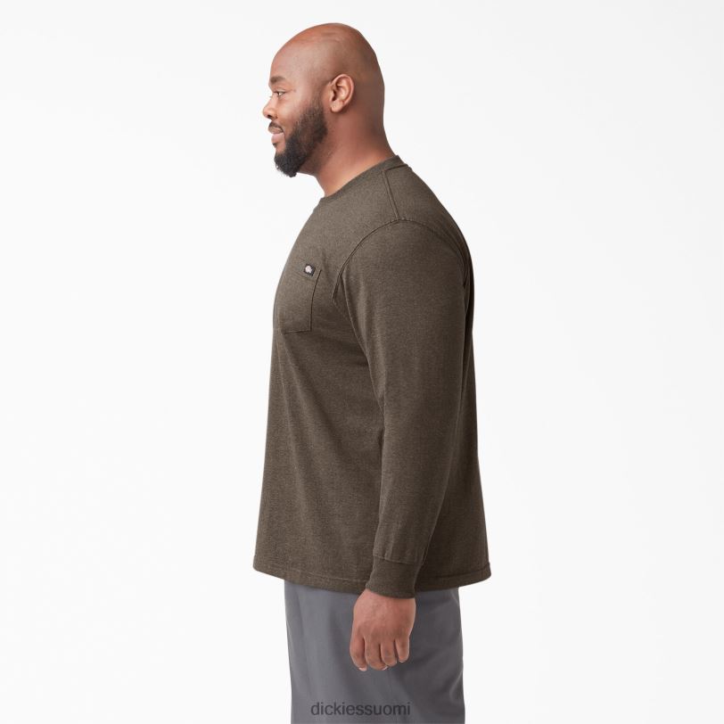 Dickies miehet pitkähihainen kanermainen raskaan sarjan t-paita suklaa kanerva (cth) vaatteet Z844X718
