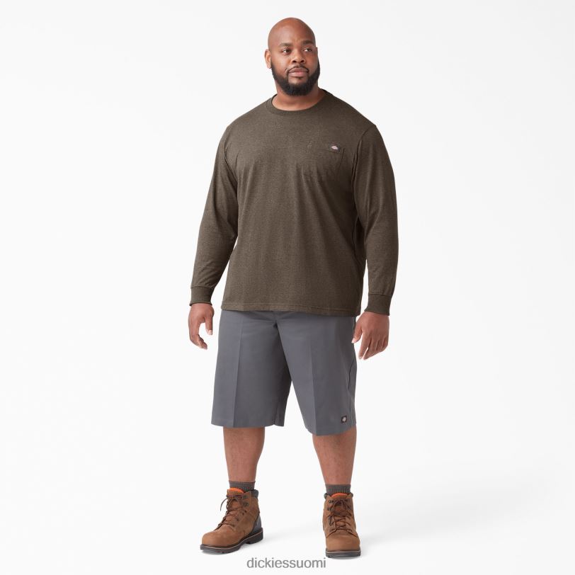 Dickies miehet pitkähihainen kanermainen raskaan sarjan t-paita suklaa kanerva (cth) vaatteet Z844X718