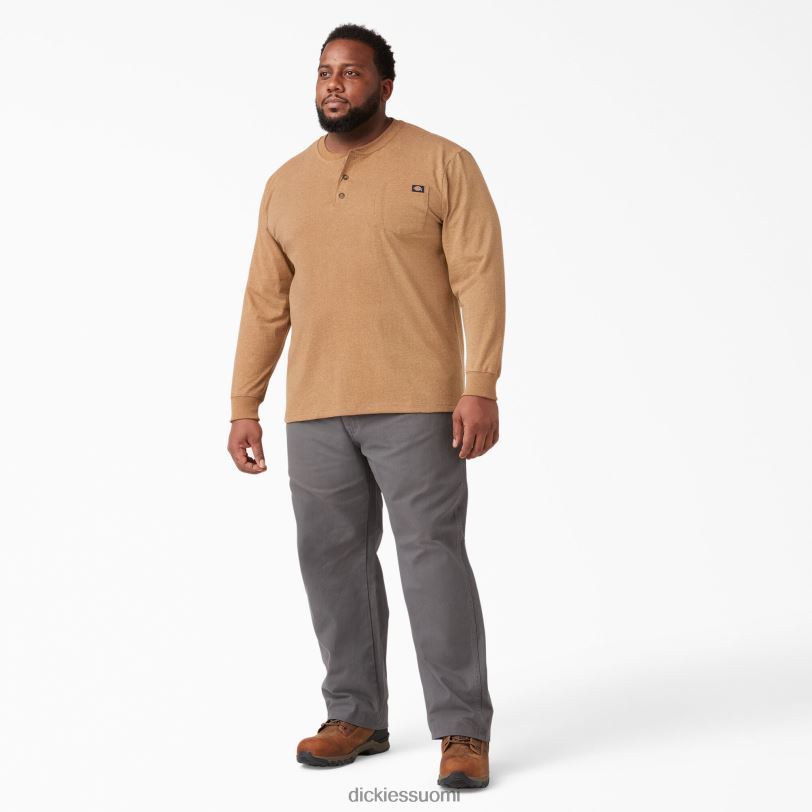 Dickies miehet pitkähihainen kanermainen raskaansarjan henley t-paita ruskea ankan kanerva (bdh) vaatteet Z844X774