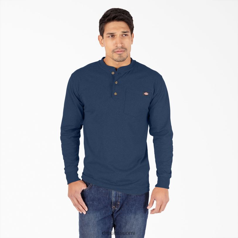 Dickies miehet pitkähihainen kanermainen raskaansarjan henley t-paita tumma laivastonsininen kanerva (dnh) vaatteet Z844X775