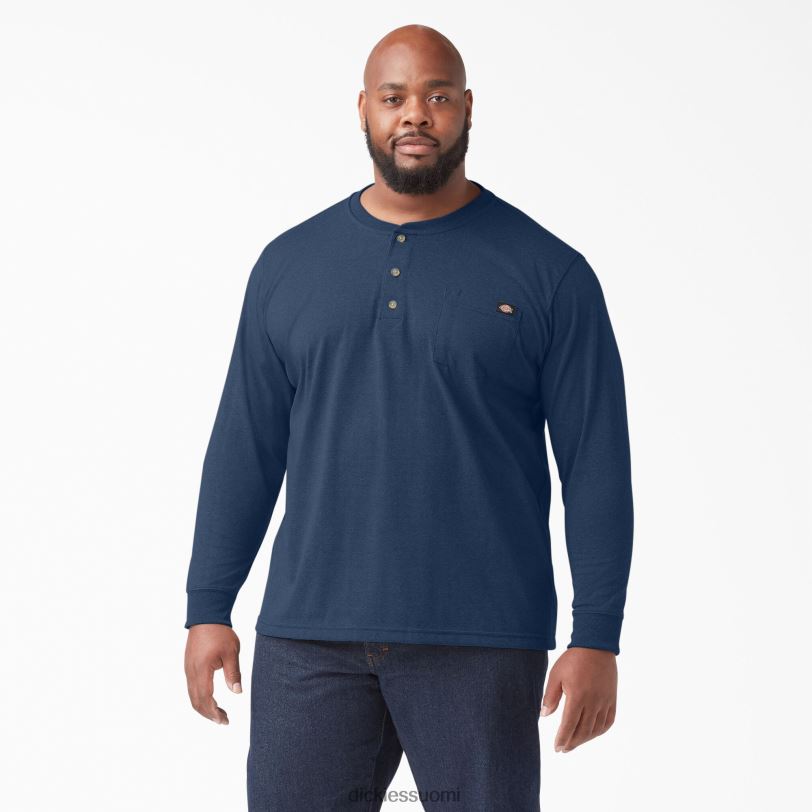 Dickies miehet pitkähihainen kanermainen raskaansarjan henley t-paita tumma laivastonsininen kanerva (dnh) vaatteet Z844X775