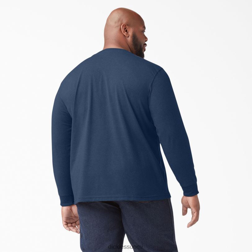 Dickies miehet pitkähihainen kanermainen raskaansarjan henley t-paita tumma laivastonsininen kanerva (dnh) vaatteet Z844X775