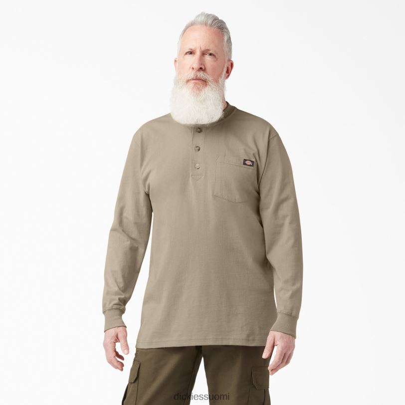 Dickies miehet pitkähihainen raskaan sarjan henley t-paita aavikon hiekka (ds) vaatteet Z844X696