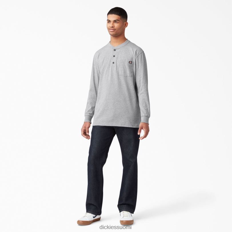 Dickies miehet pitkähihainen raskaan sarjan henley t-paita kanervan harmaa (hg) vaatteet Z844X698