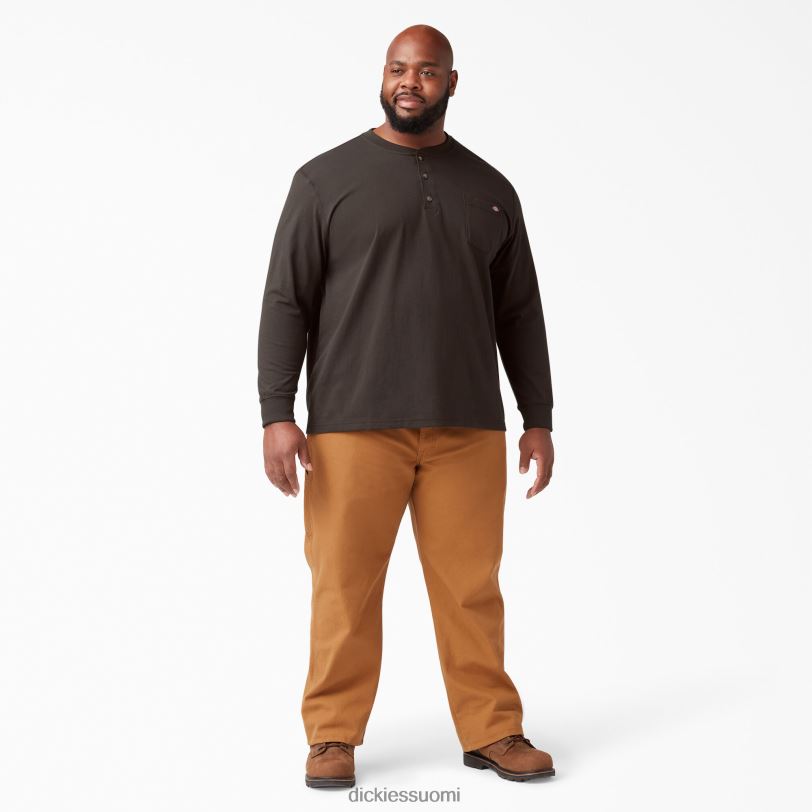 Dickies miehet pitkähihainen raskaan sarjan henley t-paita suklaanruskea (cb) vaatteet Z844X694