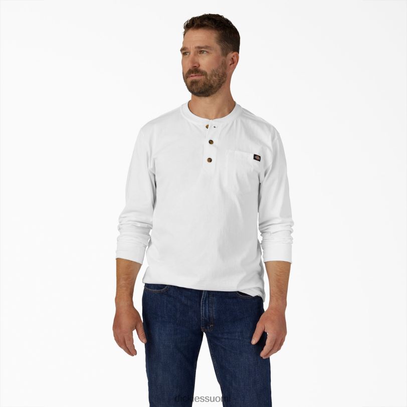 Dickies miehet pitkähihainen raskaan sarjan henley t-paita valkoinen (wh) vaatteet Z844X700