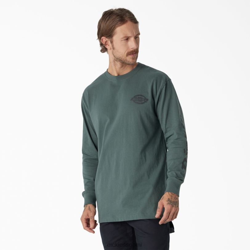 Dickies miehet pitkähihainen raskas logo-t-paita lincoln green (ln) vaatteet Z844X871