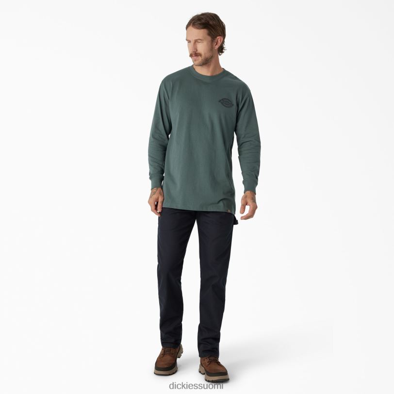 Dickies miehet pitkähihainen raskas logo-t-paita lincoln green (ln) vaatteet Z844X871