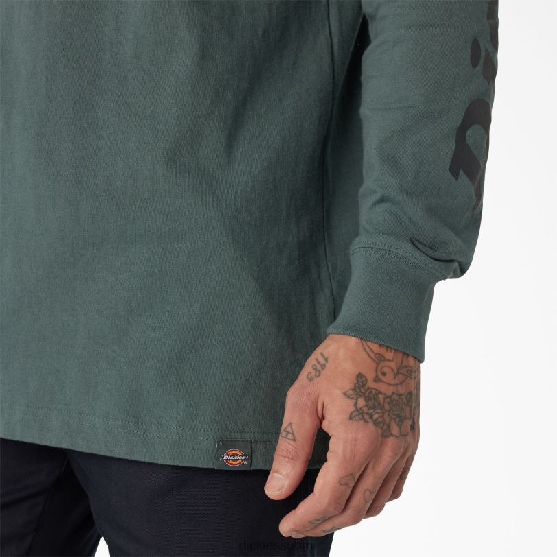 Dickies miehet pitkähihainen raskas logo-t-paita lincoln green (ln) vaatteet Z844X871