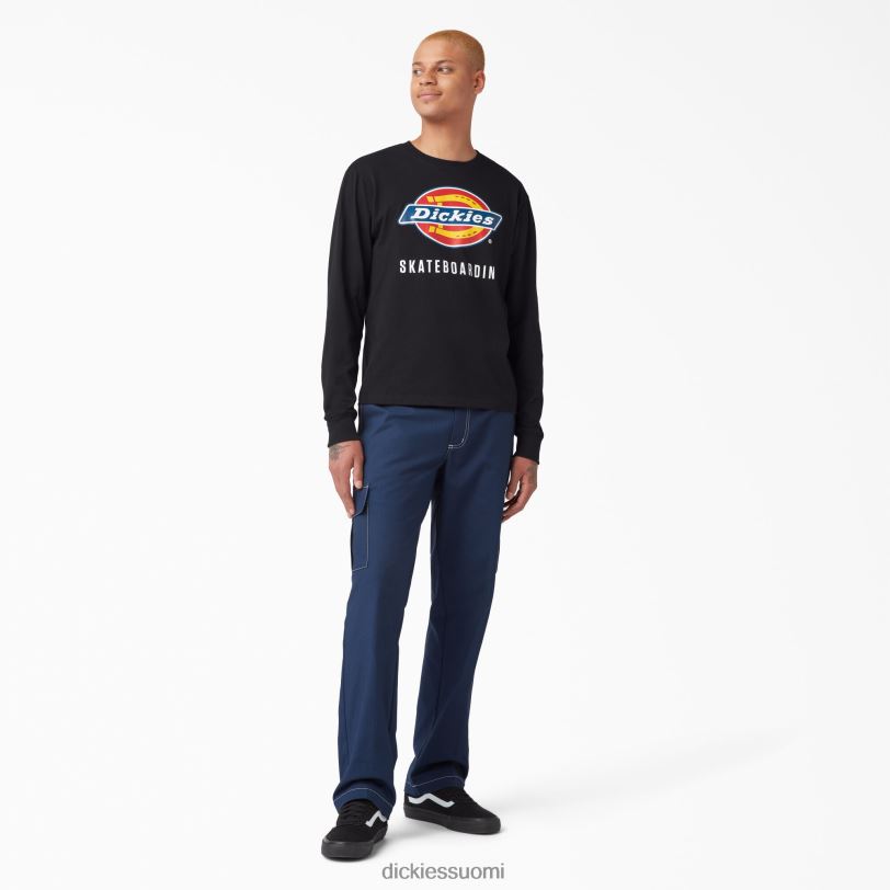 Dickies miehet rullalautailulogograafinen pitkähihainen t-paita musta (kbk) vaatteet Z844X884