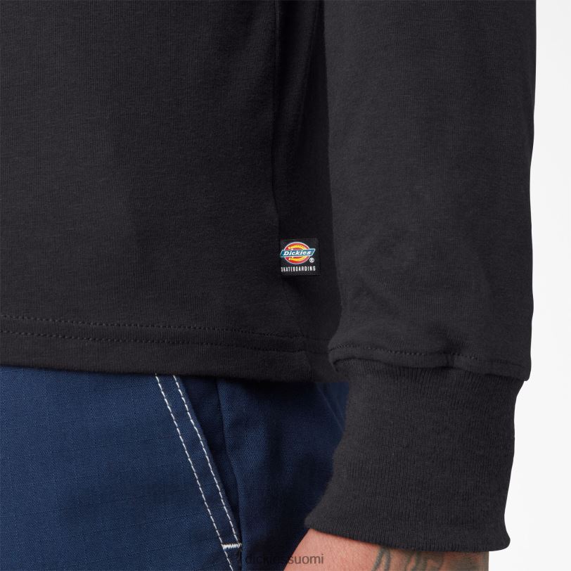 Dickies miehet rullalautailulogograafinen pitkähihainen t-paita musta (kbk) vaatteet Z844X884