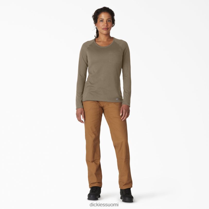 Dickies naiset viilentävä pitkähihainen t-paita sotilaallinen vihreä kanerva (mld) vaatteet Z844X1637