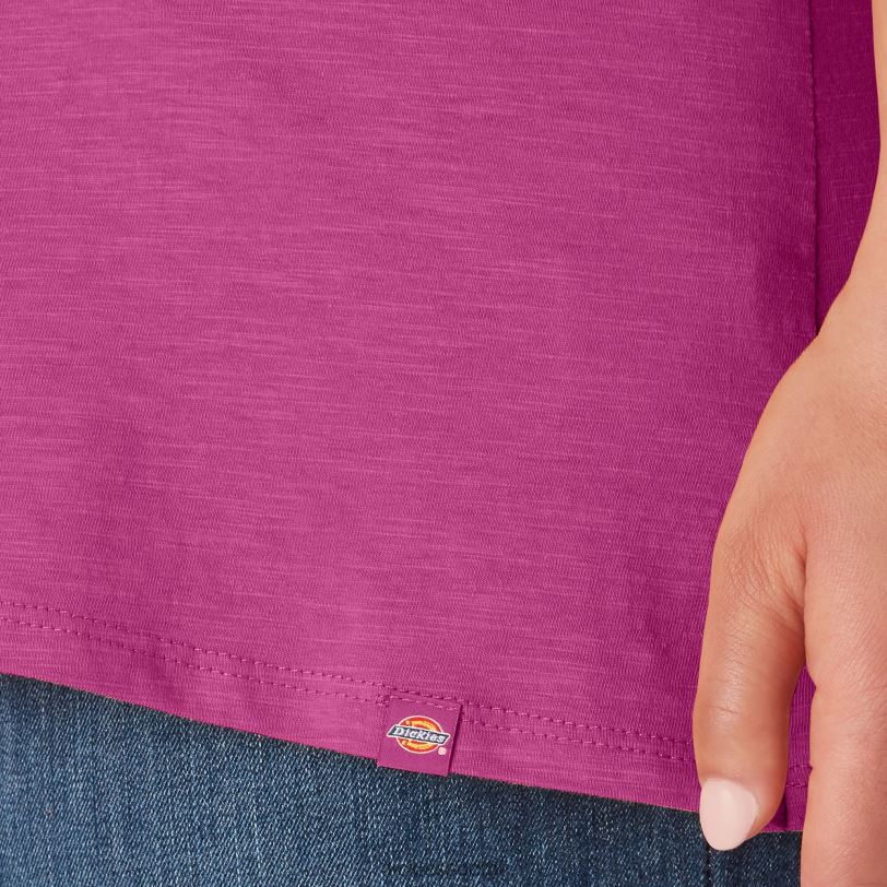Dickies naiset plus lyhythihainen v-kaula-aukkoinen t-paita festivaali fuksia (f2f) vaatteet Z844X2037
