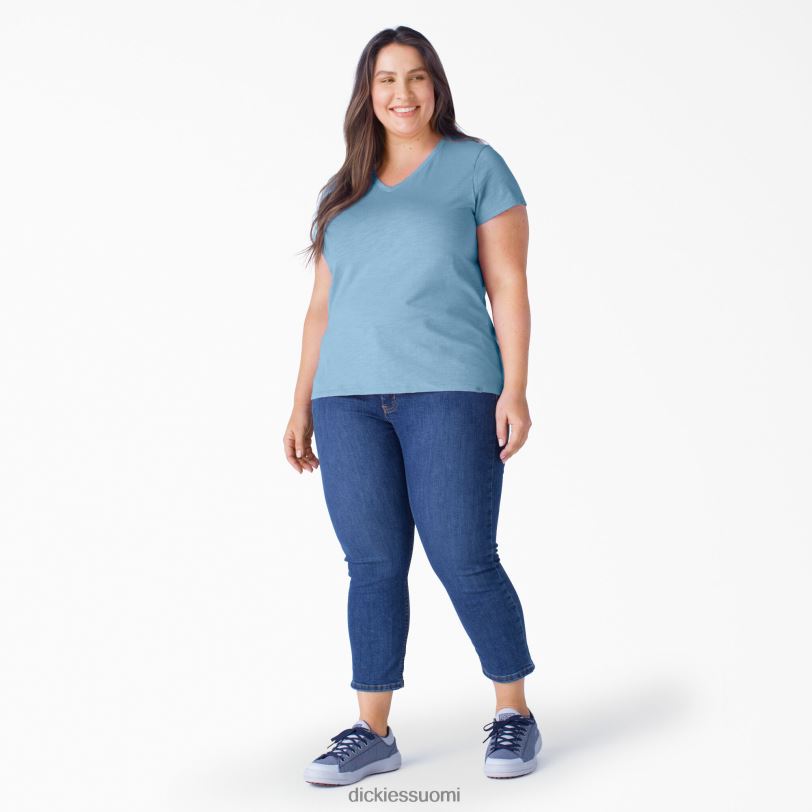 Dickies naiset plus lyhythihainen v-kaula-aukkoinen t-paita pölysininen (dl) vaatteet Z844X2035