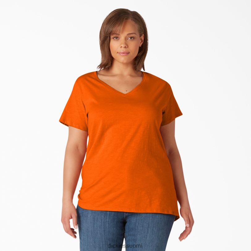 Dickies naiset plus lyhythihainen v-kaula-aukkoinen t-paita scarlet ibis (s2s) vaatteet Z844X2040