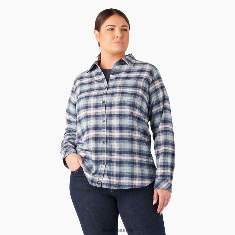 Dickies naiset plus pitkähihainen ruudullinen flanellipaita kirkas sininen/laivasto ombre-ruudullinen (c1f) vaatteet Z844X2208